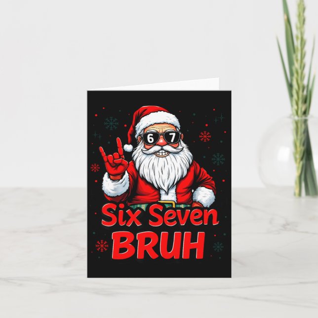 67 Meme 6 7 Funny Christmas Santa Rock On Six Seve Karte (Vorderseite)