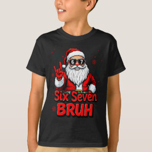 67 Meme 6 7 Lustiger Weihnachten Santa Rock On Six T-Shirt