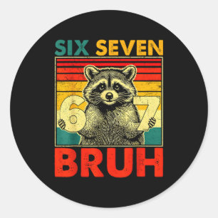 67 Meme 6 7 Zahlen Waschbär Six Seven Bruh Lustig  Runder Aufkleber
