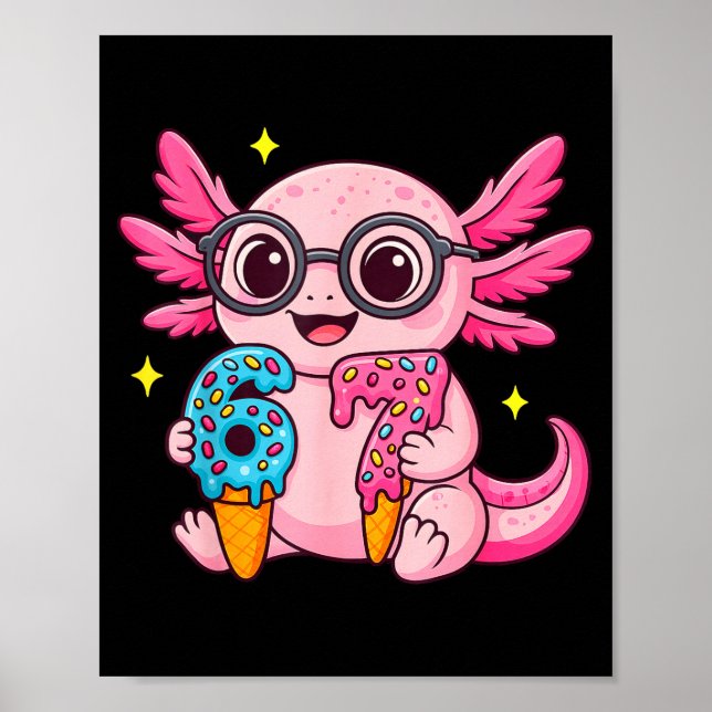67 Meme Axolotl Funny Six Seven Axolotl Lover For  Poster (Vorne)