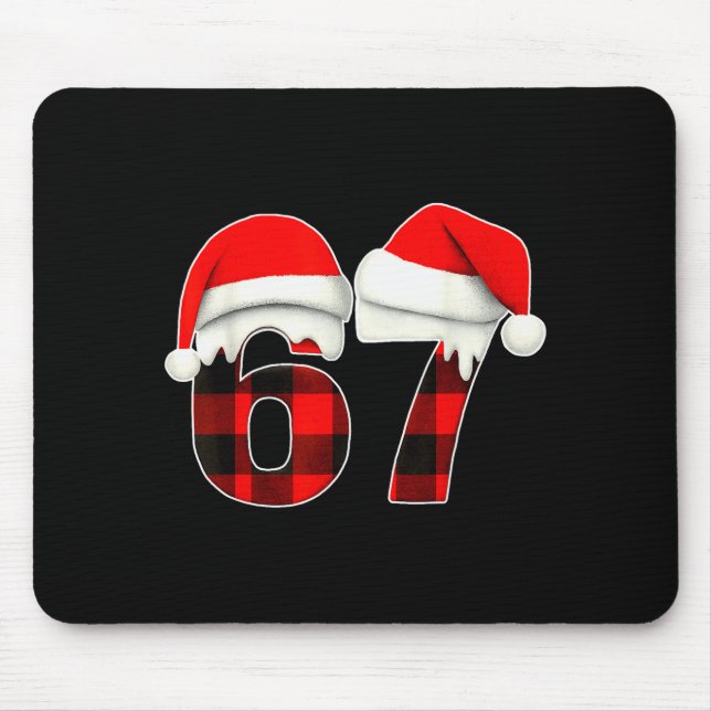 67 Meme Brainrot Lustige Weihnachten Kariert Xmas  Mousepad (Vorne)