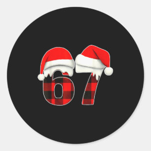 67 Meme Brainrot Lustige Weihnachten Kariert Xmas  Runder Aufkleber
