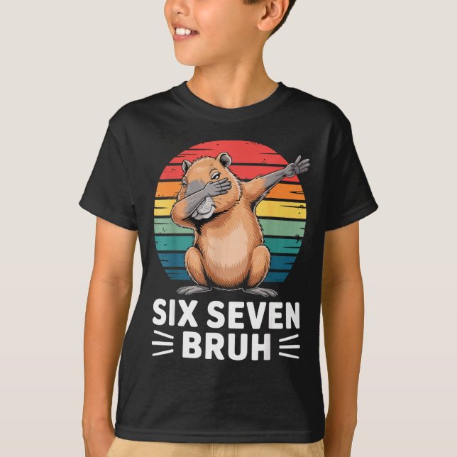 67 Meme Capybara Funny Six Seven Bruh Humor For Ki T-Shirt (Vorderseite)