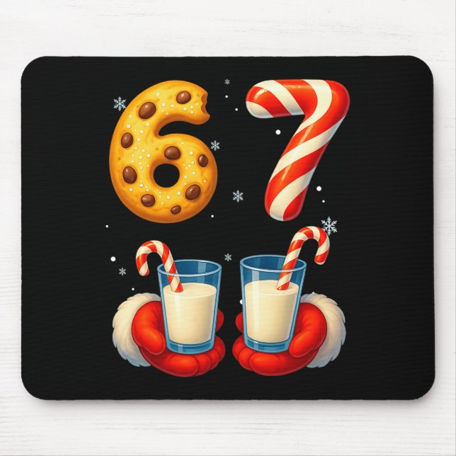 67 Meme Christmas Cookie Candy Cane Funny Six Seve Mousepad (Vorne)