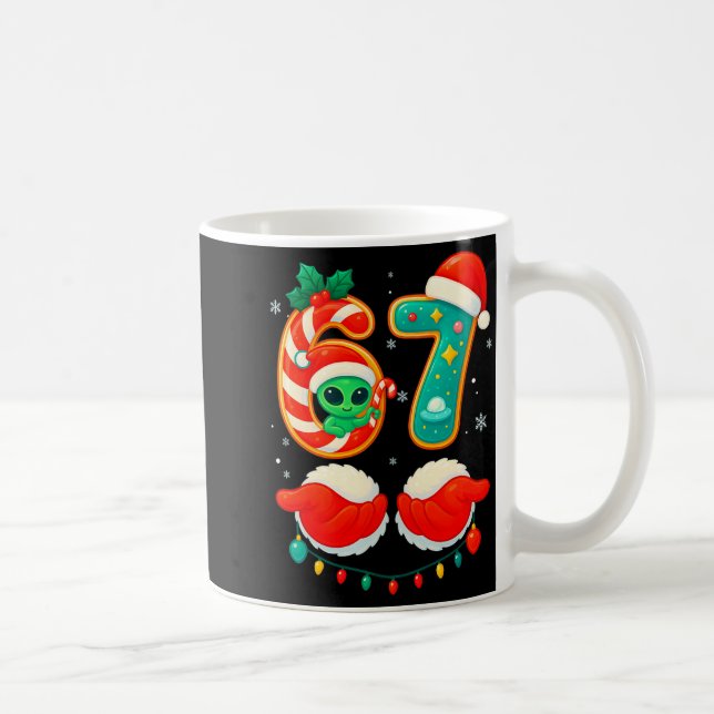 67 Meme Christmas Funny Alien Santa Six Seven Xmas Kaffeetasse (Rechts)