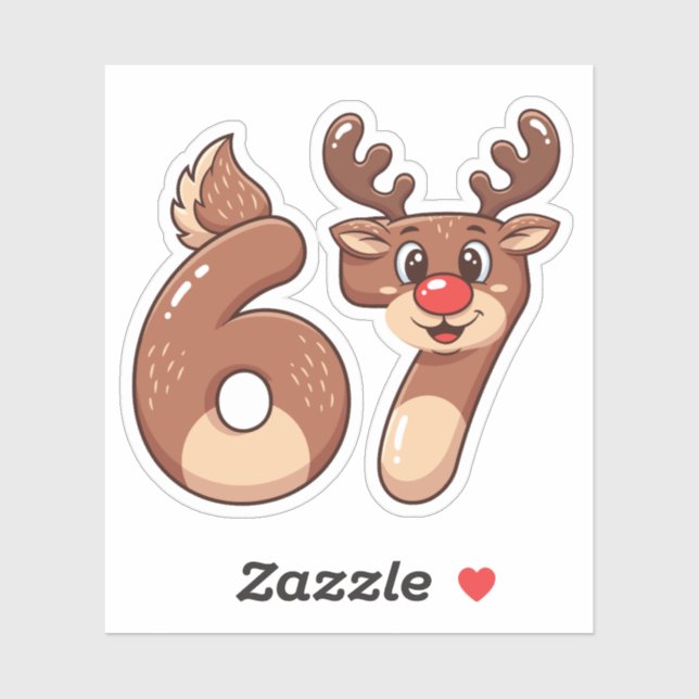 67 Meme Christmas Reindeer   Aufkleber (Blatt)