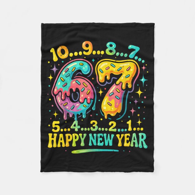 67 Meme Countdown Happy New Year Funny Drip Number Fleecedecke (Vorderseite)