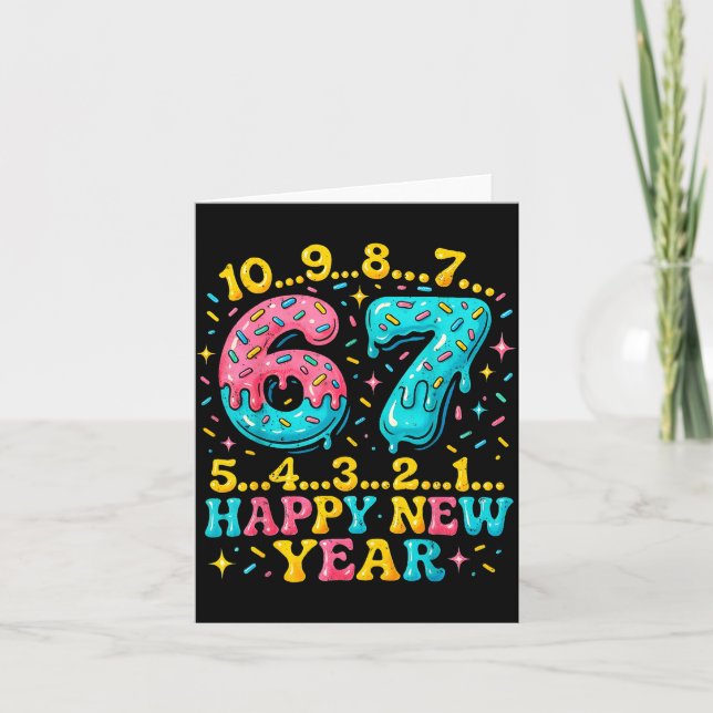 67 Meme Countdown Happy New Year Funny Drip Number Karte (Vorderseite)