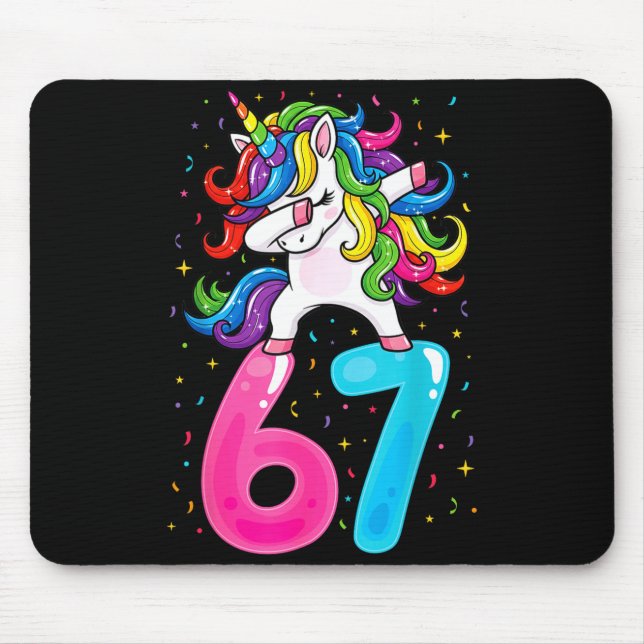 67 Meme Einhorn für Mädchen sechs sieben Gen Alpha Mousepad (Vorne)