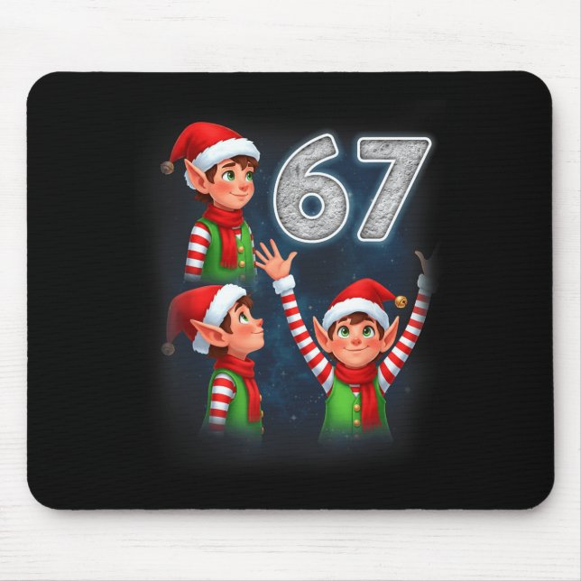 67 Meme Elf Howling At The Moon Parody Funny Chris Mousepad (Vorne)