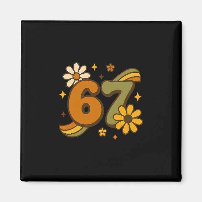 67 Meme Fall Autmn Groovy Retro 70s Six Seven Boho Magnet (Vorne)