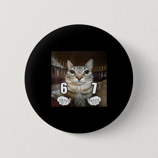 67 Meme Funny Cat Six Seven Meme 6 7  Button (Vorderseite)