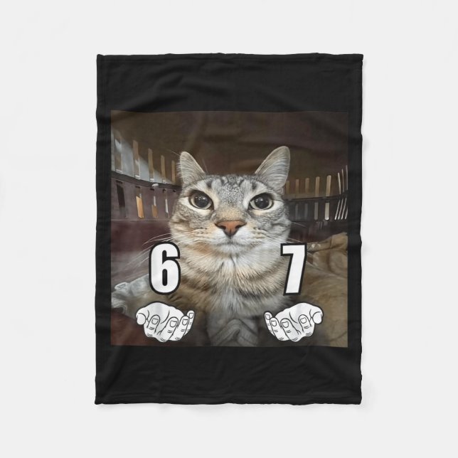 67 Meme Funny Cat Six Seven Meme 6 7  Fleecedecke (Vorderseite)