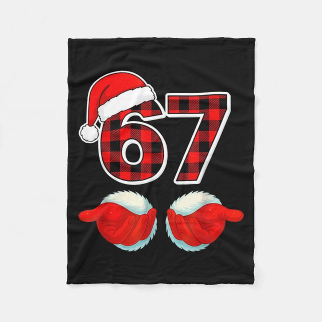 67 Meme Funny Christmas Red Plaid Xmas Pajamas Sla Fleecedecke (Vorderseite)