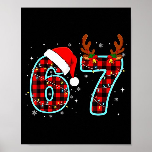 67 Meme Funny Christmas Red Plaid Xmas Pajamas Sla Poster (Vorne)