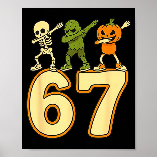 67 Meme Funny Halloween Numbers Six Seven Men Wome Poster (Vorne)
