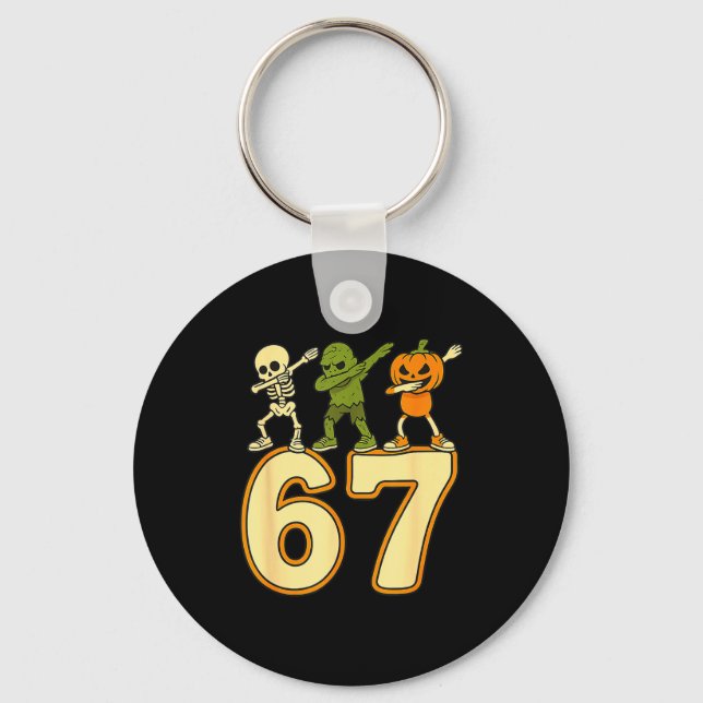 67 Meme Funny Halloween Numbers Six Seven Men Wome Schlüsselanhänger (Vorderseite)