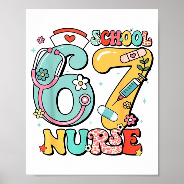 67 Meme Funny School Nurse Six Seven Meme  Poster (Vorne)