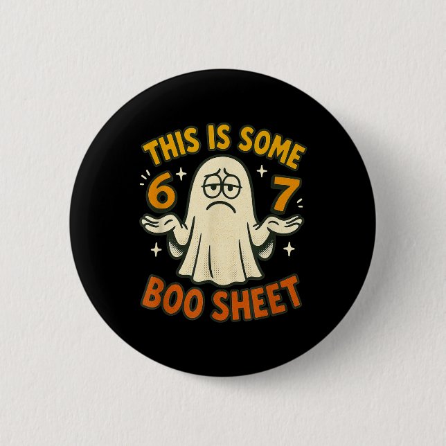 67 Meme Halloween Costume 6 7 Funny Boo Sheet Six  Button (Vorderseite)