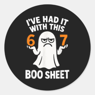 67 Meme Halloween-Kostüm 6 7 Lustiges Boo-Blatt Se Runder Aufkleber