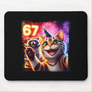 67 Meme Katze Waschbär Neujahr Selfie Lustiger Geb Mousepad