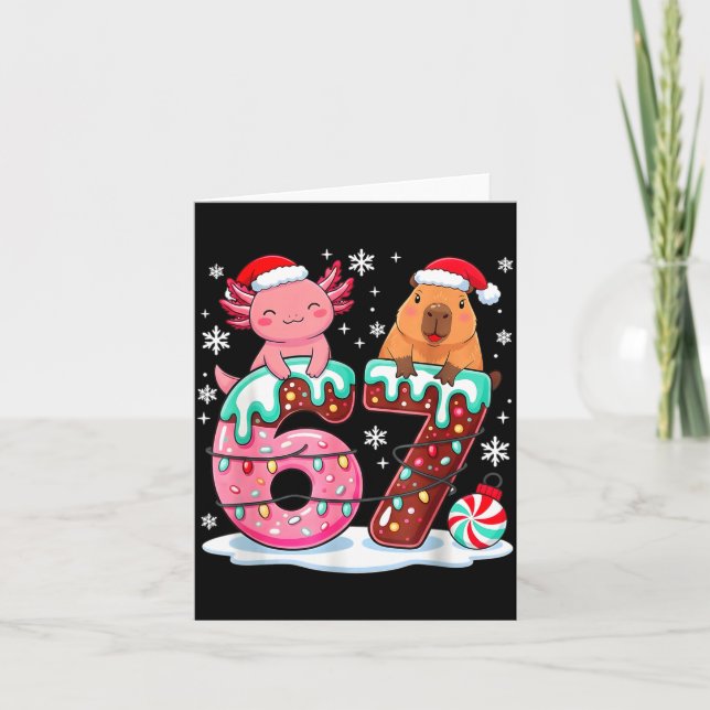 67 Meme Kawaii Axolotl Capybara Christmas Ice Crea Karte (Vorderseite)