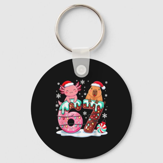 67 Meme Kawaii Axolotl Capybara Christmas Ice Crea Schlüsselanhänger (Vorderseite)