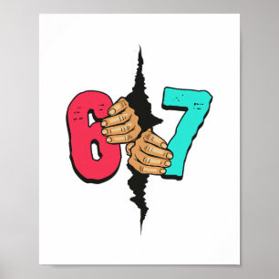 67 Meme Lustig Six Seven Gen Alpha Slang Xmas 6 7  Poster