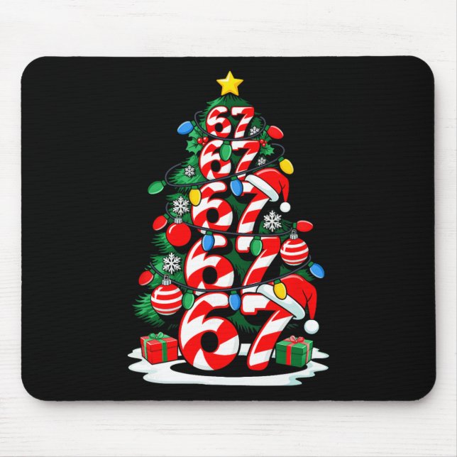67 Meme Lustige Sechs Sieben Weihnachtsbaum Lichte Mousepad (Vorne)