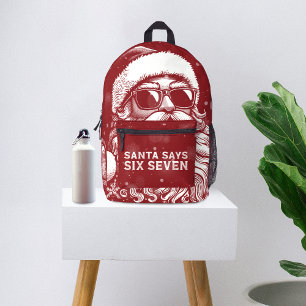 67 Meme Lustiger Santa sagt sechs sieben Weihnacht Bedruckter Rucksack