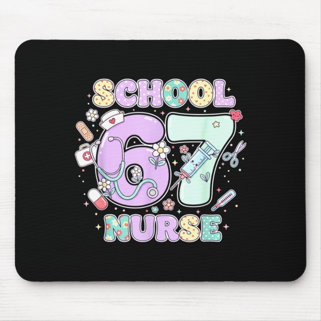 67 Meme Lustiger Schulkrankenschwester Six Seven M Mousepad (Vorne)