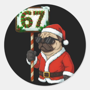 67 Meme Lustiger Sechs Sieben Weihnachten Mops Hun Runder Aufkleber