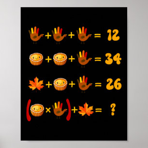 67 Meme Mathe Thanksgiving Logik-Rätsel  Poster
