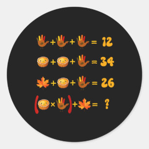 67 Meme Mathe Thanksgiving Logik-Rätsel Runder Aufkleber