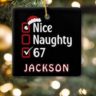 67 Meme Nice Naughty Santa Hut Lustiger Name Keramikornament