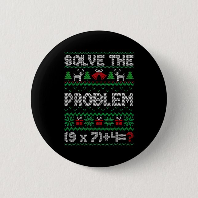 67 Meme Pemdas Math Joke Teacher Ugly Christmas Sw Button (Vorderseite)