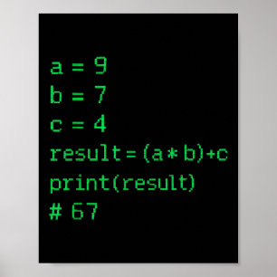 67 Meme Python Code Ergebnis Geek Humor Six Seven Poster