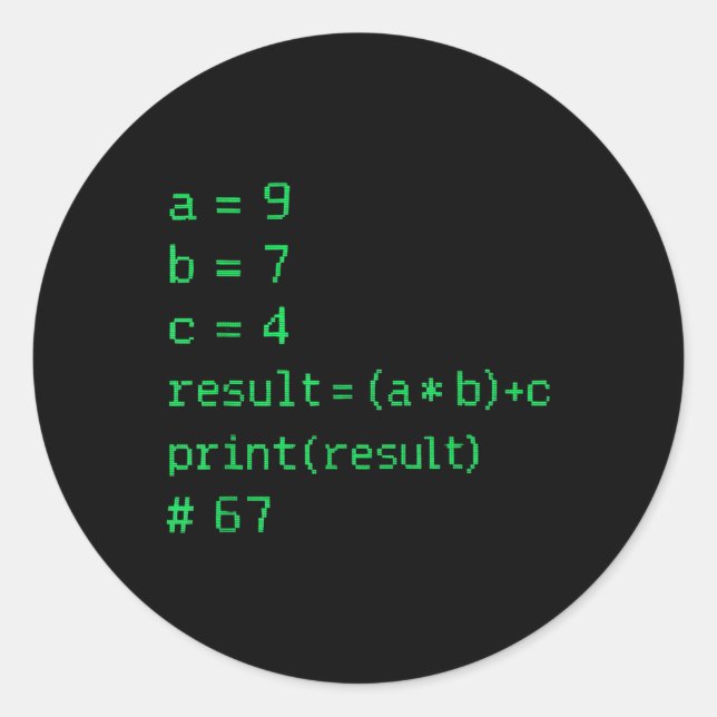 67 Meme Python-Code-Ergebnis Geek Humor Six Seven  Runder Aufkleber (Vorderseite)