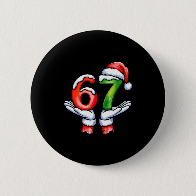 67 Meme Santa Claus Hand Funny Six Seven Christmas Button (Vorderseite)