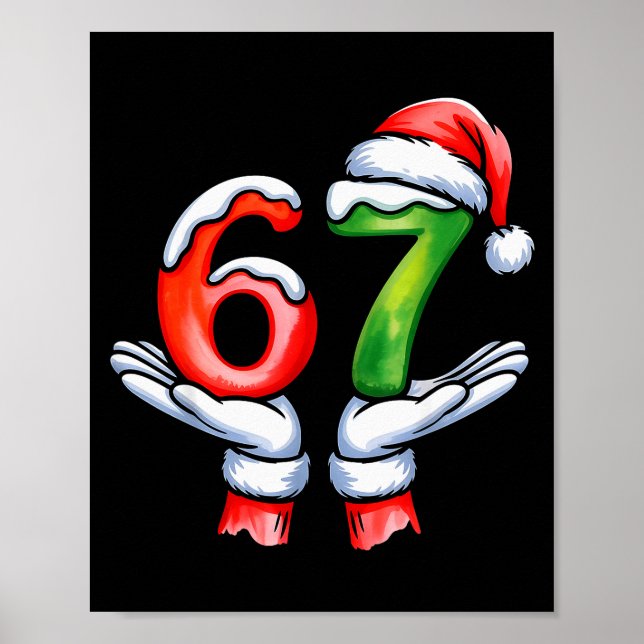 67 Meme Santa Claus Hand Funny Six Seven Christmas Poster (Vorne)