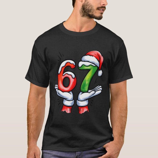 67 Meme Santa Claus Hand Funny Six Seven Christmas T-Shirt (Vorderseite)