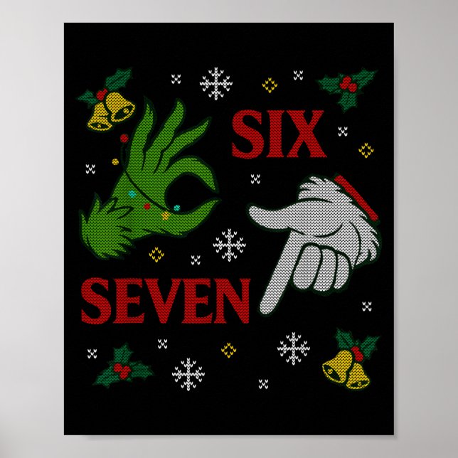 67 Meme Santa Hands Christmas Ugly Sweater Xmas Ce Poster (Vorne)