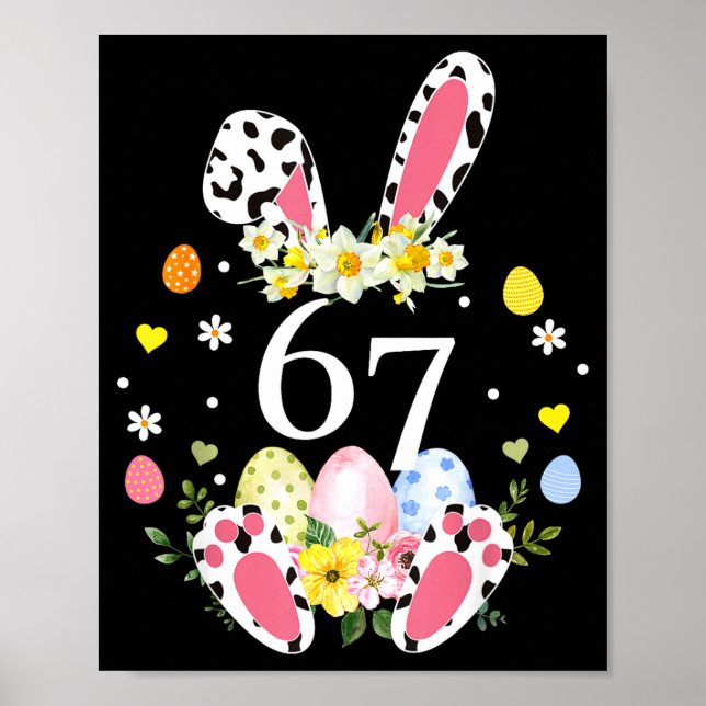 67 Meme sechs sieben 6 7 Kaninchen Leopard Kinder  Poster (Vorne)