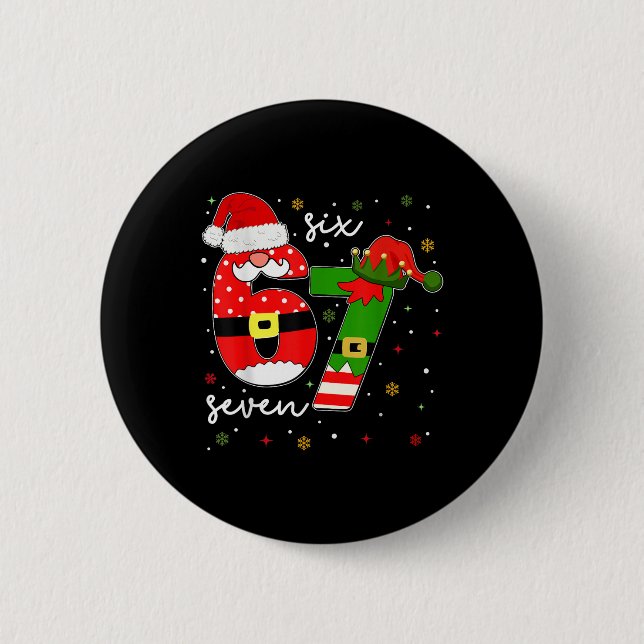 67 Meme Sechs Sieben Für Kinder Frauen Männer Jung Button (Vorderseite)