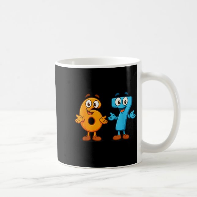 67 Meme Sechs Sieben Kinder Zahlenblöcke Mathelehr Kaffeetasse (Rechts)