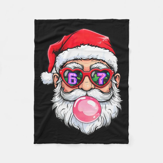 67 Meme Sechs Sieben Nummer 6-7 6 7 Lustiger Santa Fleecedecke (Vorderseite)