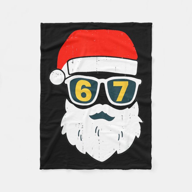 67 Meme Sechs Sieben Weihnachtsmann Gesicht Kinder Fleecedecke (Vorderseite)