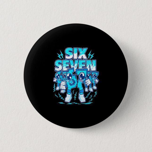 67 Meme Six Seven 6 7 italienischer Brainrot Gebur Button (Vorderseite)