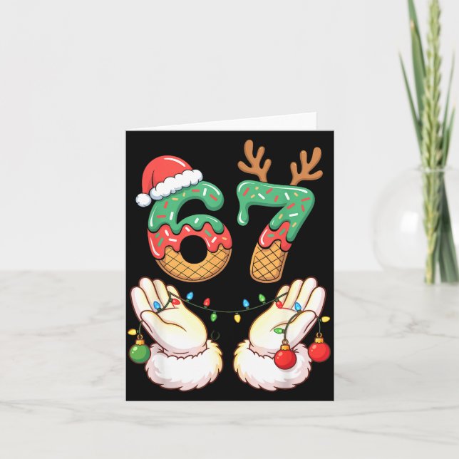 67 Meme Six Seven 6 7 Meme Funny Christmas Santa R Karte (Vorderseite)
