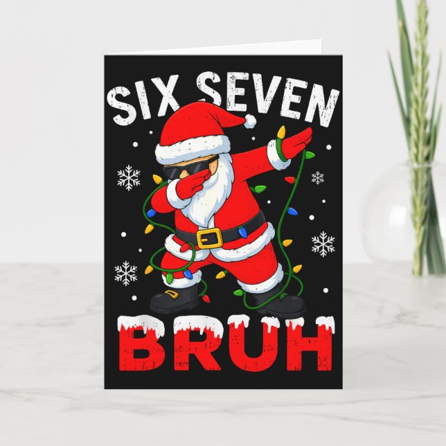 67 Meme Six Seven Bruh Dabbing Santa Funny Christm Karte (Vorderseite)